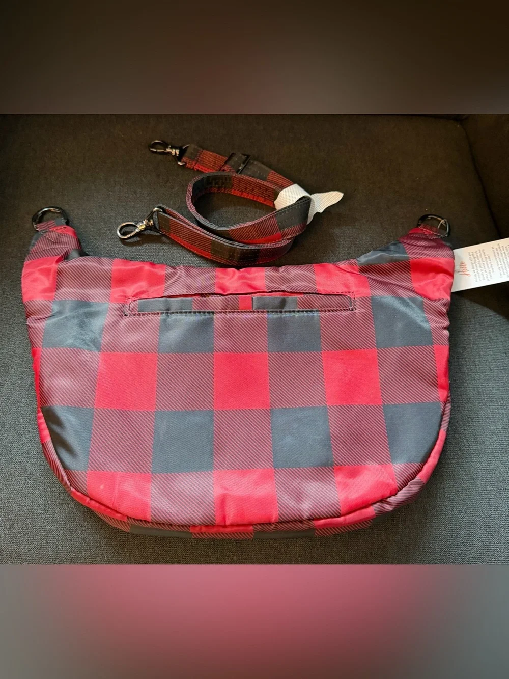 Lug Hippy 2 Crossbody Bag RFID Purse – Buffalo Check Red Black, Gray
